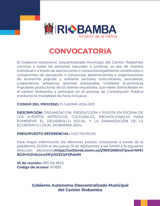 convocatoria organizacion produccion