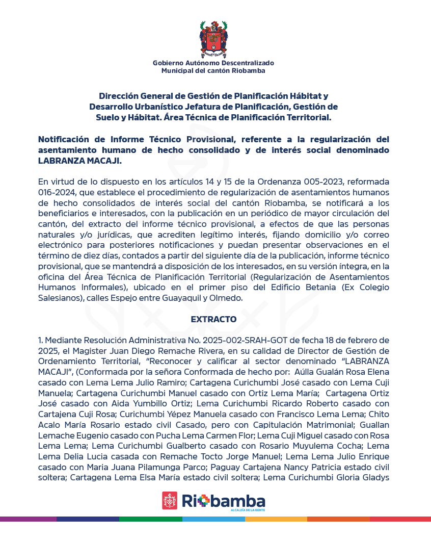 COMUNICADO - Extracto Labranza Macaji